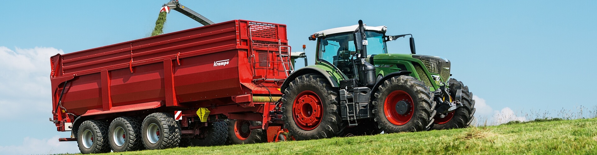 krampe bandit trailer with fendt tractor grass silage