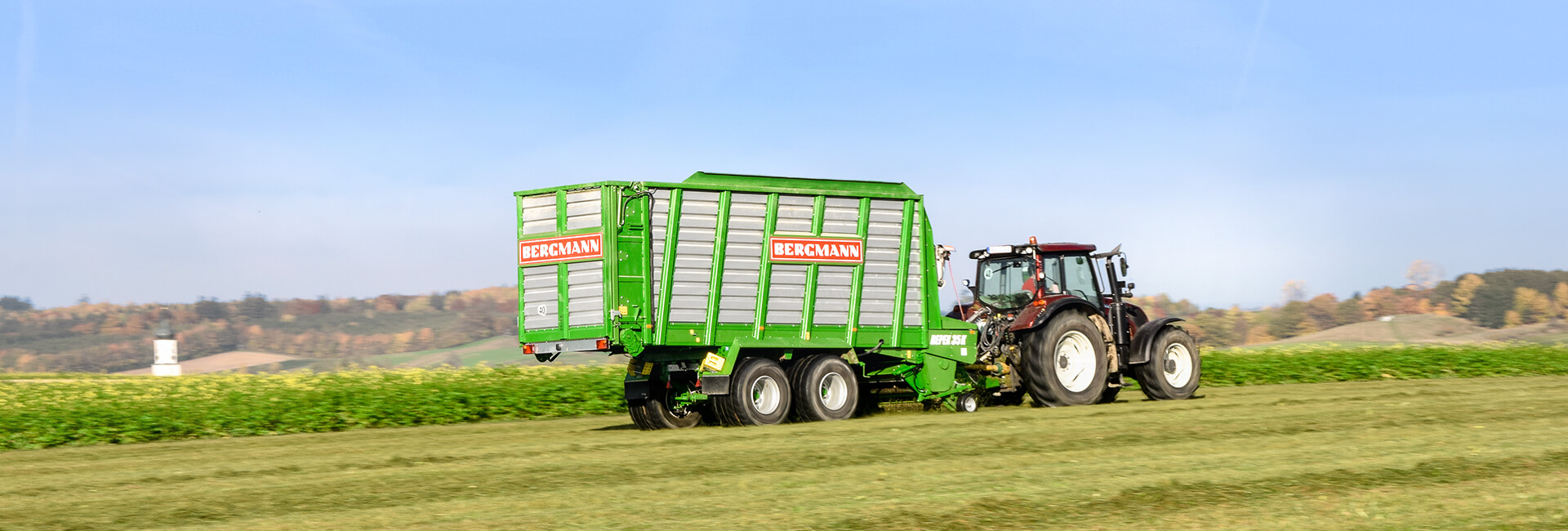 Valtra and Bergmann Silage loader Wagon