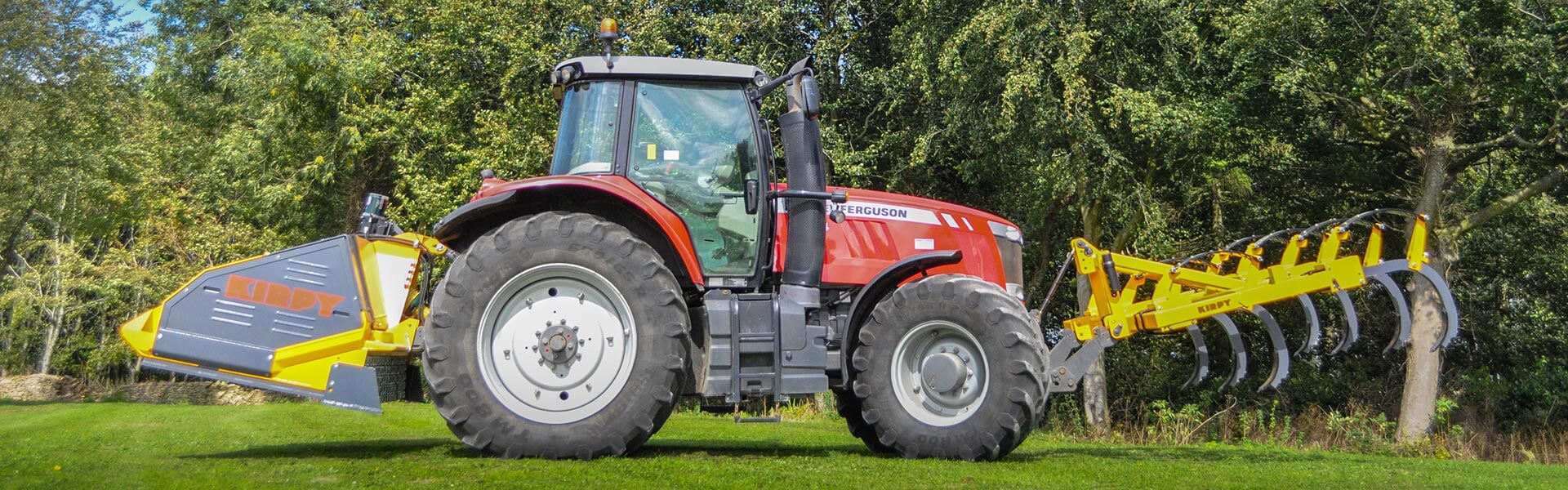 Kirpy tractor mounted stone crusher mounted on Massey Ferguson tractor